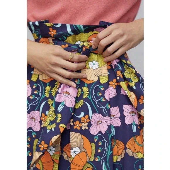Corey Lynn Calter Kyla Midi Skirt M/L Anthropologie Paperbag Tie Waist A Line - Picture 13 of 14